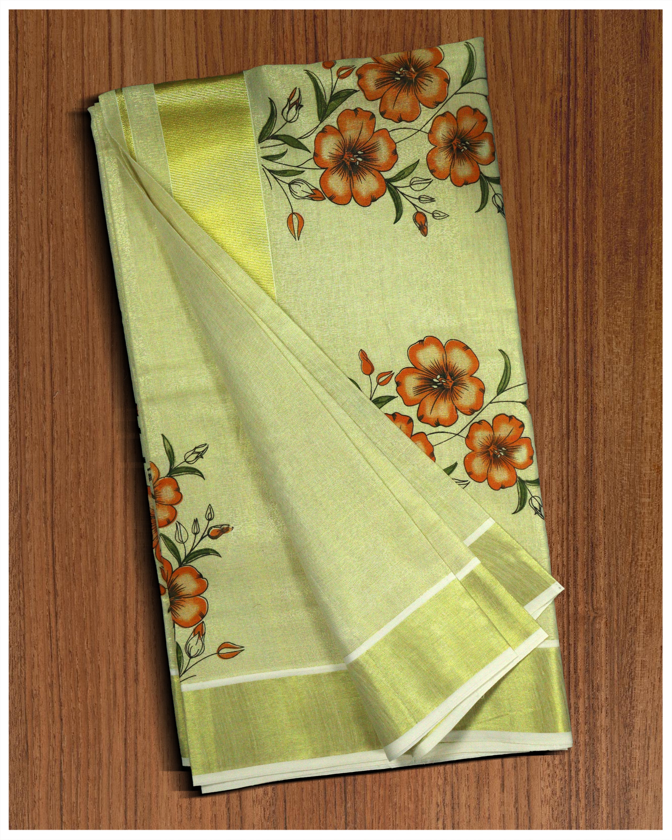 Kasavu Onam Special Traditional Kerala Cotton Saree Full Embroidery Krishna  | eBay