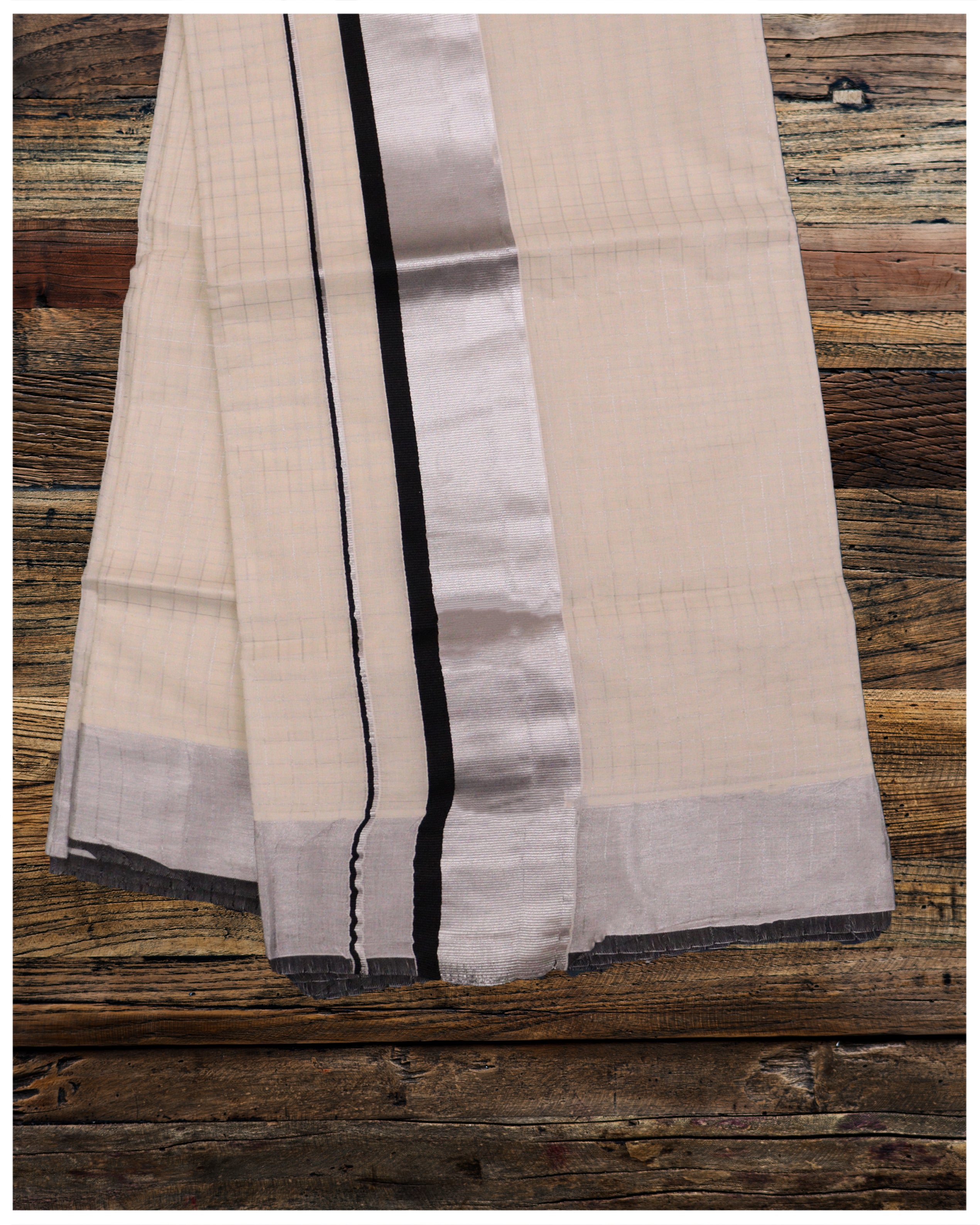 Kerala Silver Tissue Saree with Black and Brown Temple Print – Southloom  Handmade and Organics