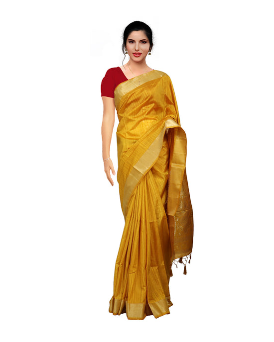 Chrome yellow party wear semi jute Saree Sarees sreevalsamsilks