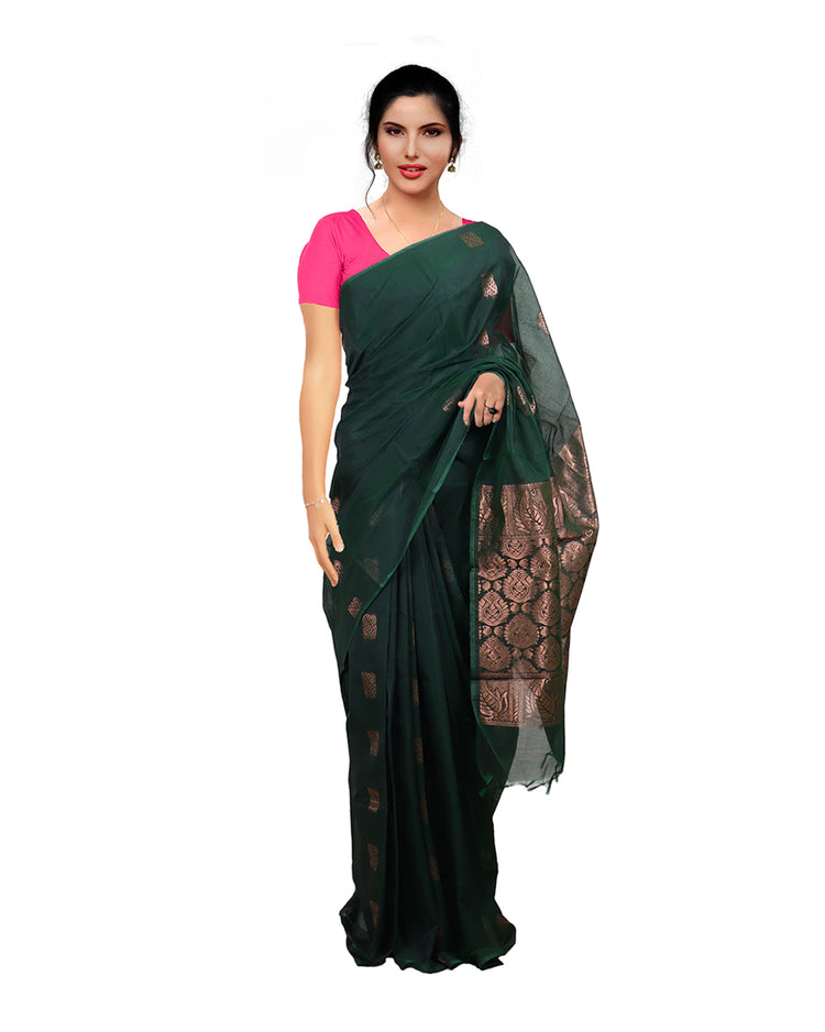 Emerald Green Festive Wear Cotton Silk Saree Sarees sreevalsamsilks