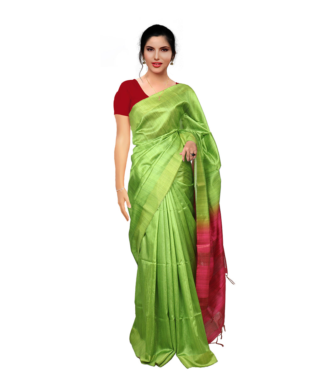 Semi jute silk saree lime yellow and beige with allover prints and wov –  Cherrypick