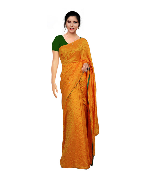 Golden yellow sana silk fancy saree for party wear Sarees sreevalsamsilks