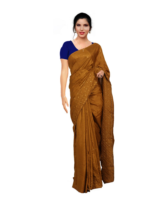 Caramel colour semi tusser fancy saree for party wear and festive wear Sarees sreevalsamsilks