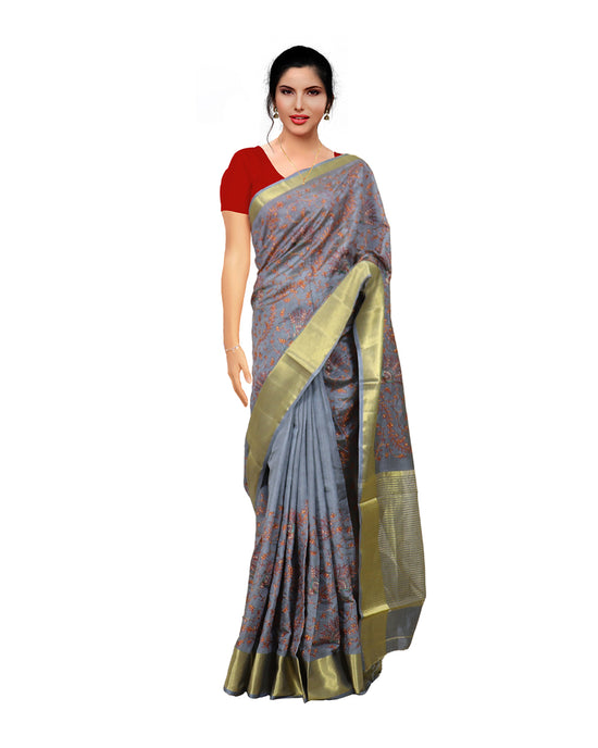 Grey colour casual wear art silk Saree Sarees sreevalsamsilks