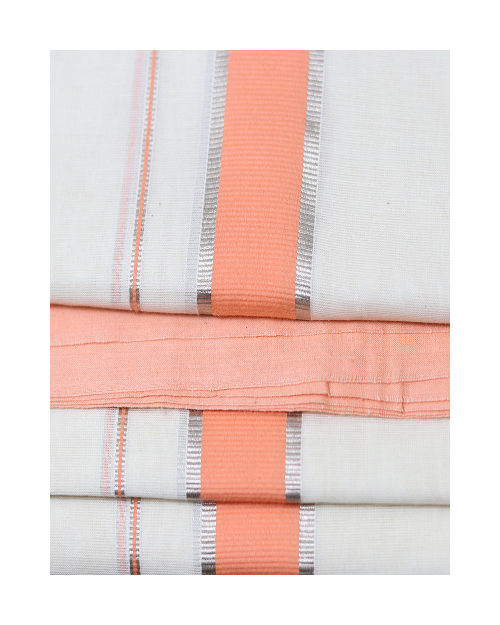 Village Cotton Dhoti with Peach and Golden Border. Dhotis sreevalsamsilks