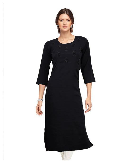 Black Printed Kurta For Women&