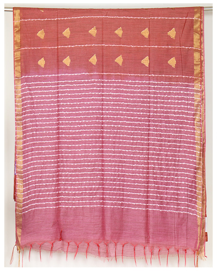 Light coral red Semi jute saree for casual and party wear Sarees sreevalsamsilks