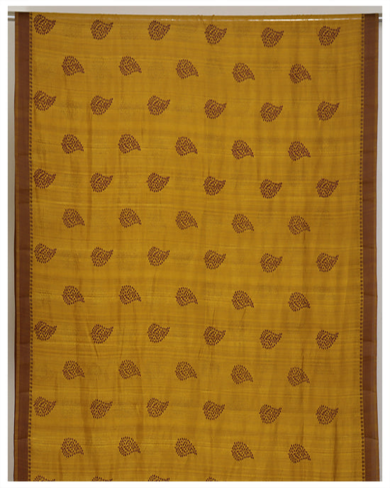 Medallion yellow casual wear semi tusser saree Sarees sreevalsamsilks