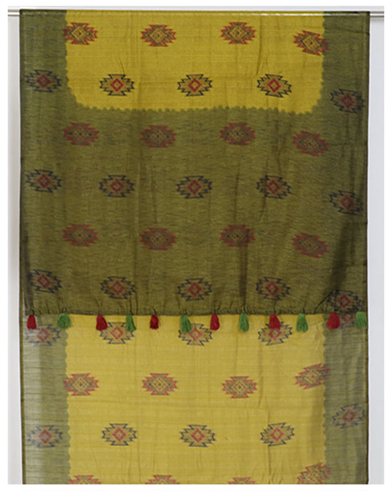 Golden Yellow Semi Tusser Daily use Saree Sarees sreevalsamsilks