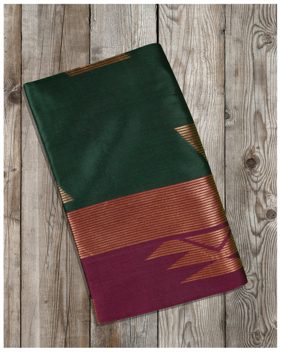 Dark Green With Wine Color Art Silk Saree