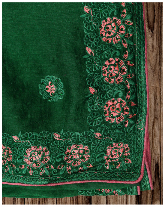 Green Color Diva Silk Fancy Saree